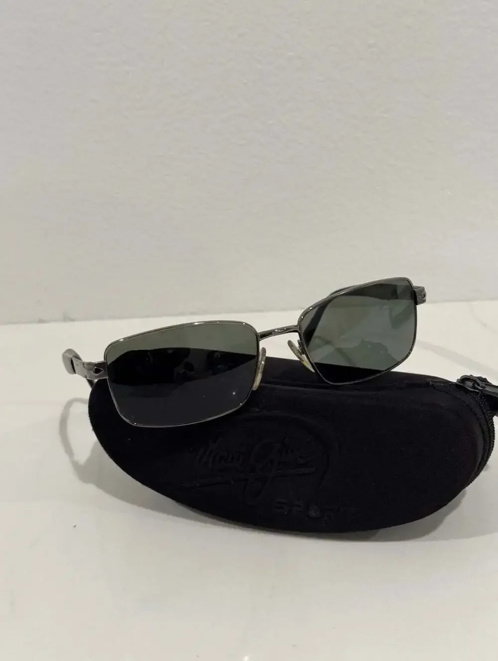 Persol 2242-S 513/58 Polarized Rectangle Sunglasses Gunmetal Black Gray